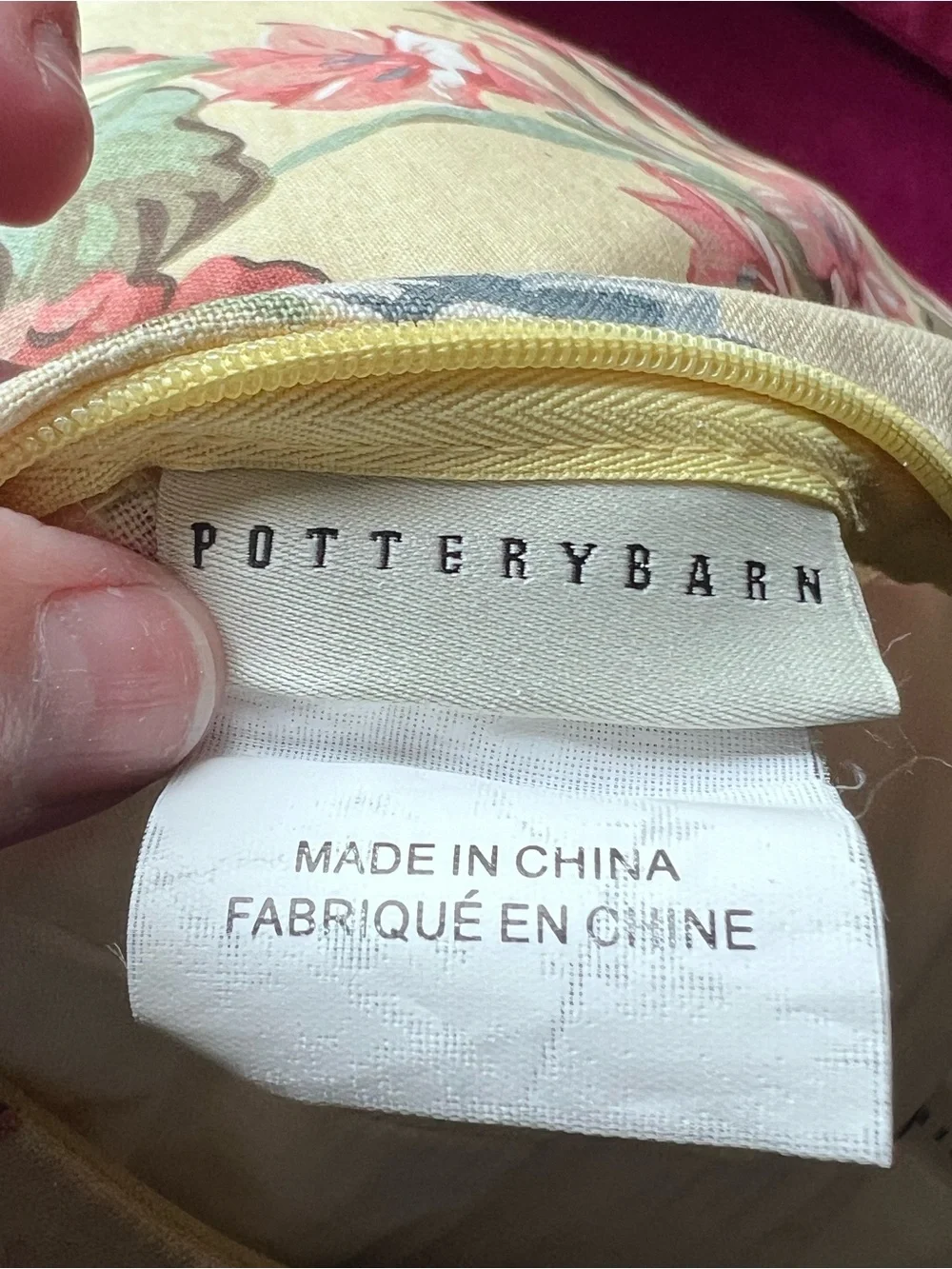 Pottery Barn Floral Euro Pillow Cover LINEN COTTON 24” x 24” blue pink yellow